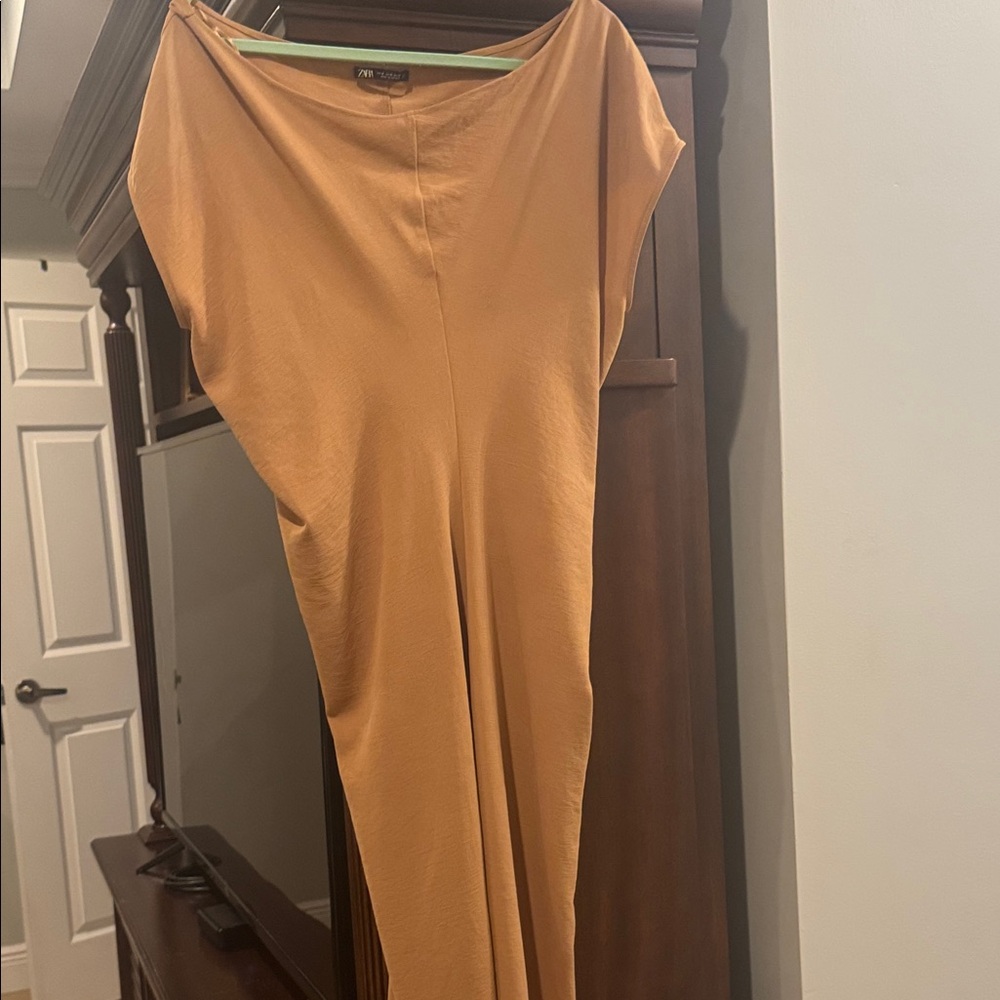Flowing tan maxi dress by Zara. Brand new.  Never worn